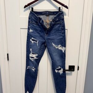 American Eagle Outfitters Women's Ripped Blue Skinny Jeans